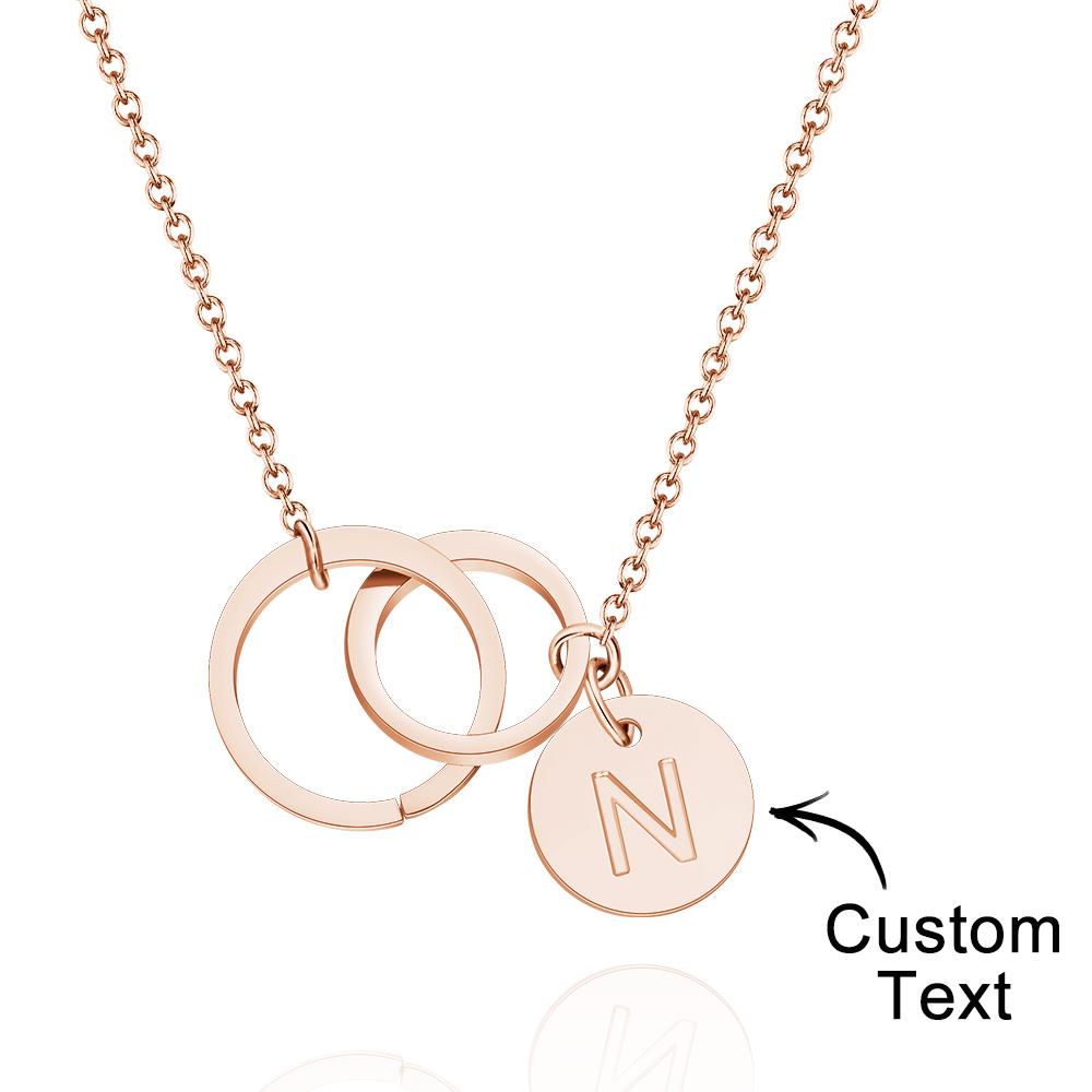 Collier Gravé Personnalisé Deux Cercles Imbriqués Cadeaux Créatifs - soufeelfr