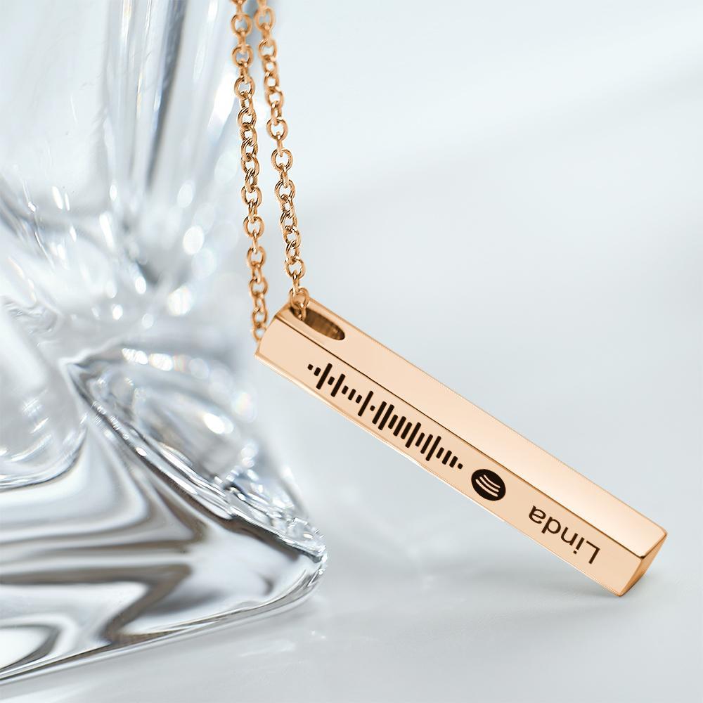 Personnalisé Personnalisé Musique Scan Chanson Spotify Code Collier Flexible Carré En Forme De Barre Collier Gravé Nom Pendentif Bijoux Cadeau - soufeelfr