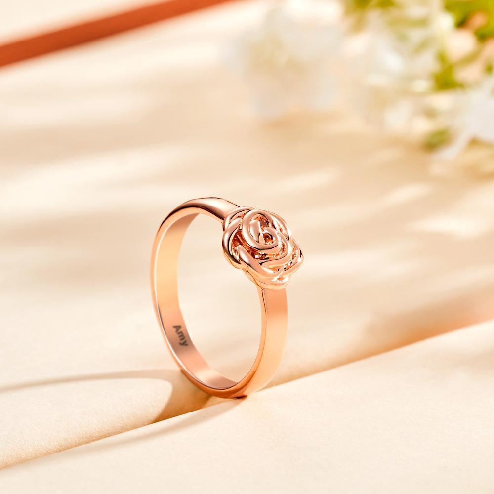 Bague Gravée Personnalisée Bague Rose Cadeau Pour Femme