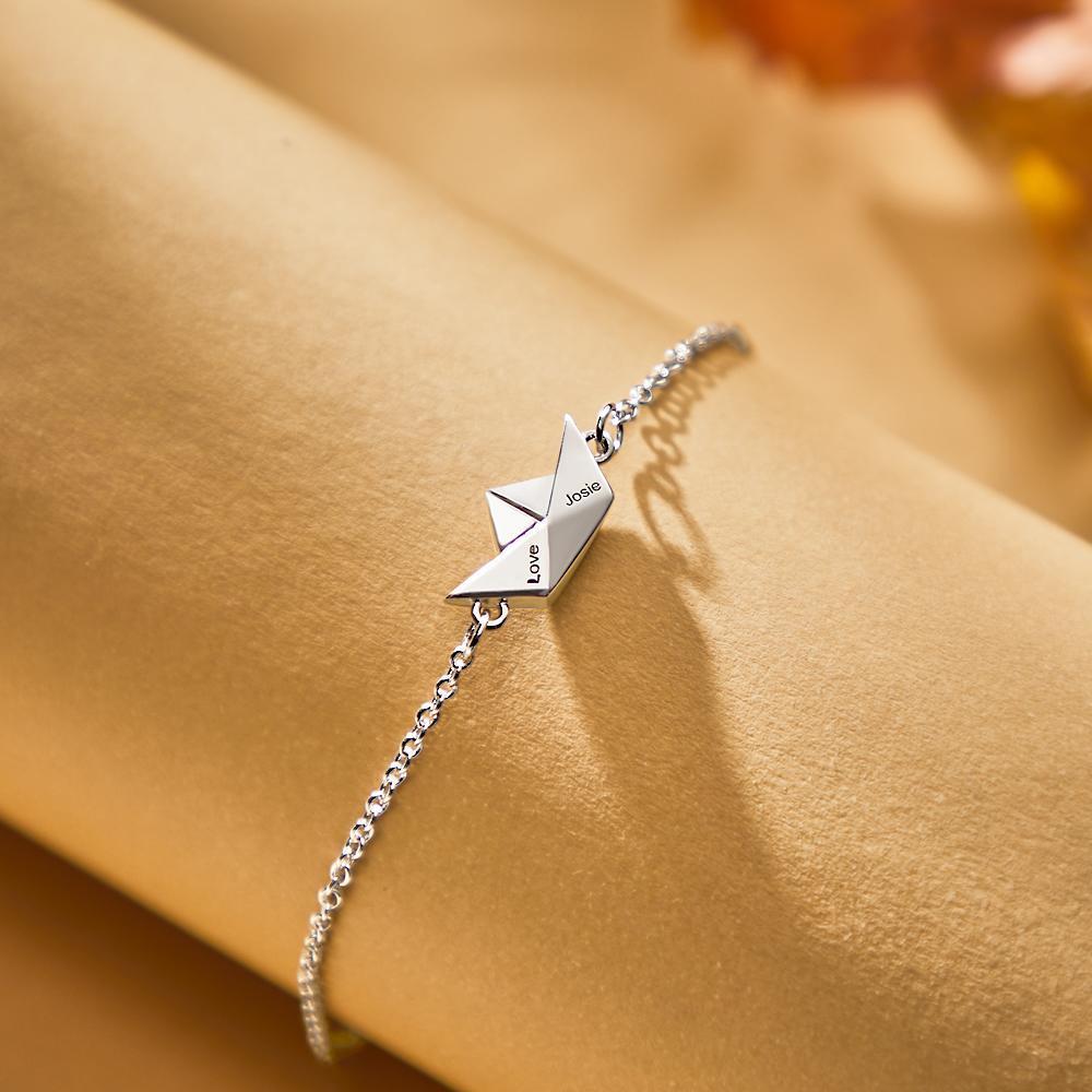 Bracelet Personnalisé Bracelet Gravé Personnalisé Bracelet Bateau En Origami Exquis Pour Votre Petite Amie Cadeau De Noël