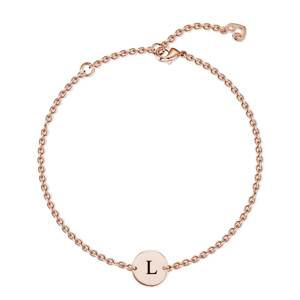 Bracelet Personnalisé Initiaux Bracelet Gravé Or Rosé Plaqué