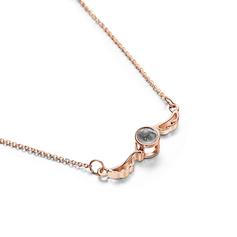 Collier De Projection D'aile D'ange, Image Personnalisée À L'intérieur, Pendentif Souvenir, Bijoux Tendance, Cadeau Pour Meilleur Ami - soufeelfr