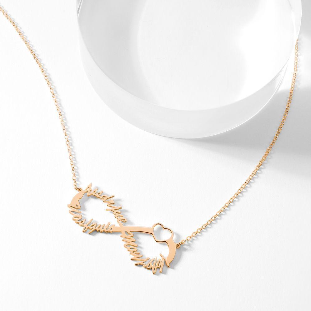Collier Prenom Collier Infini Trois Noms Plaqué Or Rose - Argent