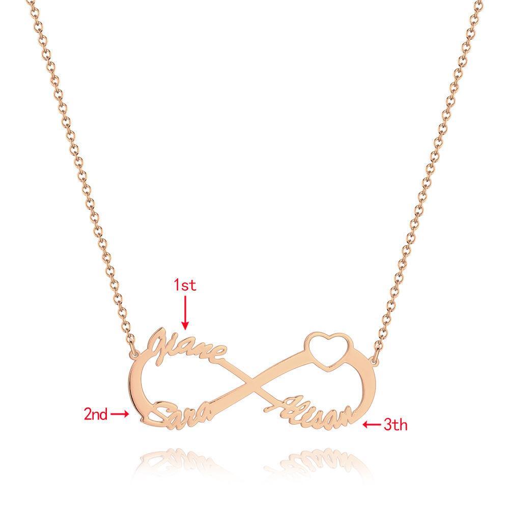 Collier Prenom Collier Infini Trois Noms Plaqué Or Rose - Argent