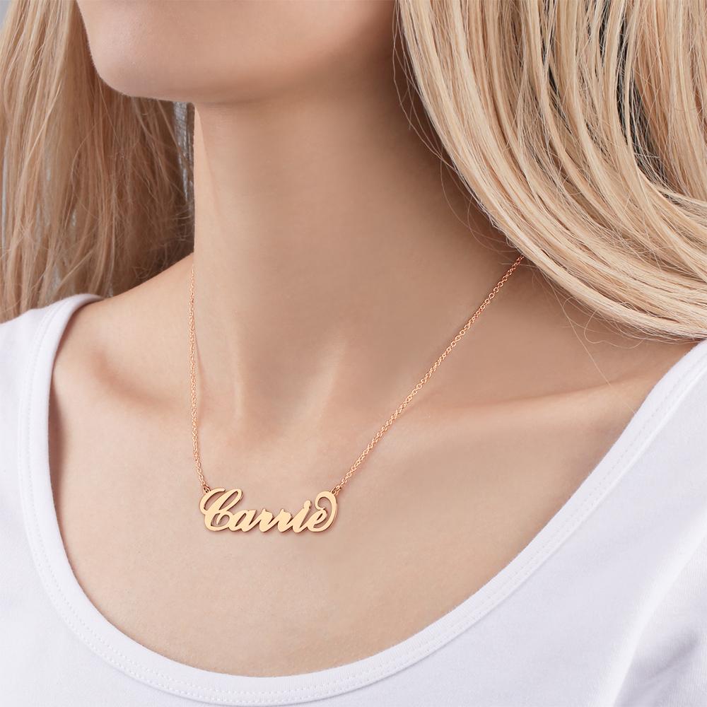 Collier Prenom Collier Personnalisé  Prénom Grand  Plaqué En Or Rose - Meilleur Cadeau Pour Elle