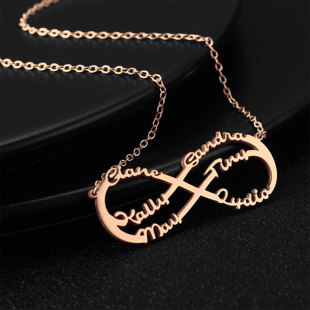 Collier Prenom Collier Initial Six Noms, Collier Prénom Plaqué Or Rose - Or Rose