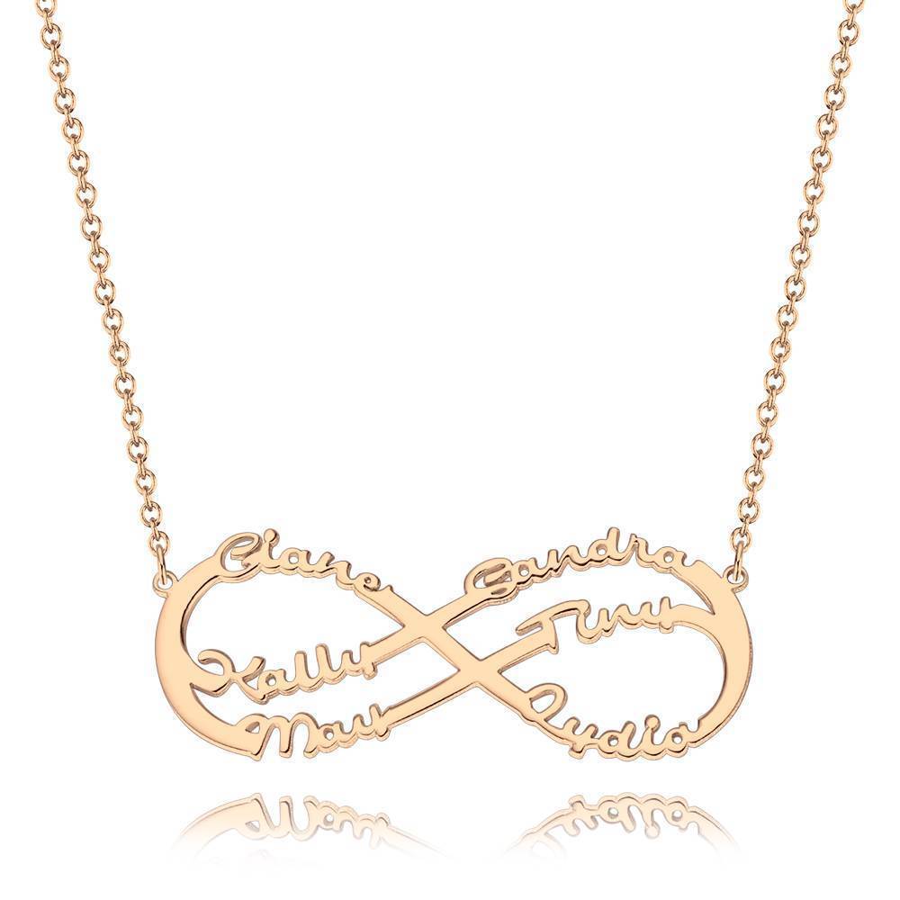 Collier Prenom Collier Prénom  Coeur Infini Trois Noms , Cadeau Pour Ami Plaqué En Or 14k - Doré