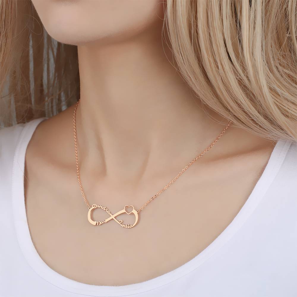 Collier Prenom Collier Prénom Coeur Initial, Cadeau De Trois Noms Pour Ami Plaqué Or Rose - Or Rose