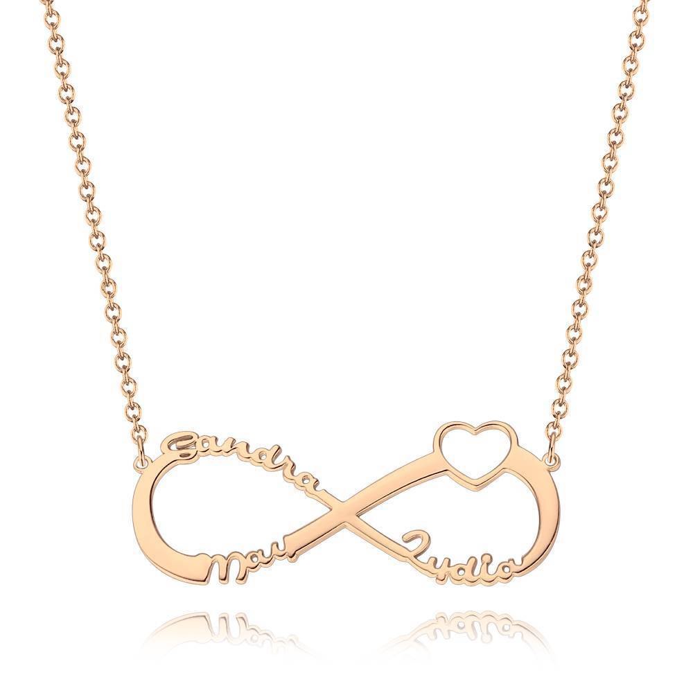 Collier Prenom Collier Prénom Coeur Initial, Cadeau De Trois Noms Pour Ami Plaqué Or Rose - Or Rose