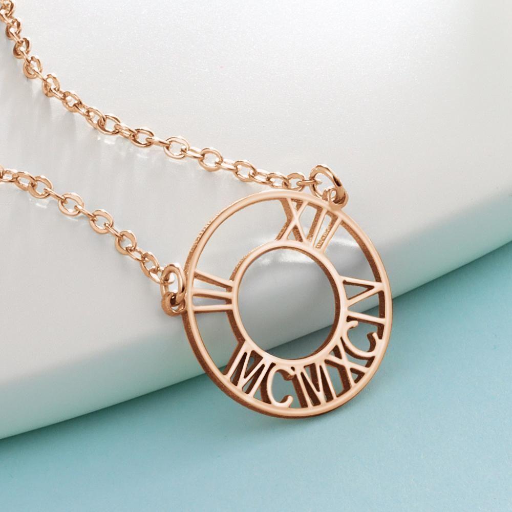 Collier Prenom Collier Chiffre Romain Collier Barre De Date Personnalisé Plaqué Or Rose
