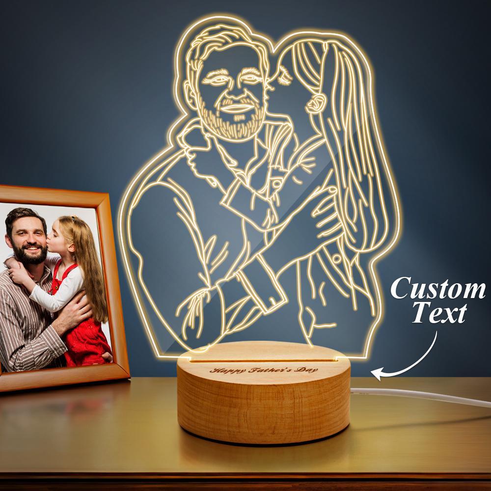 Lampe Photo 3d Personnalisée Led Pour Chambre À Coucher, Cadeau Personnalisé Pour La Fête Des Pères