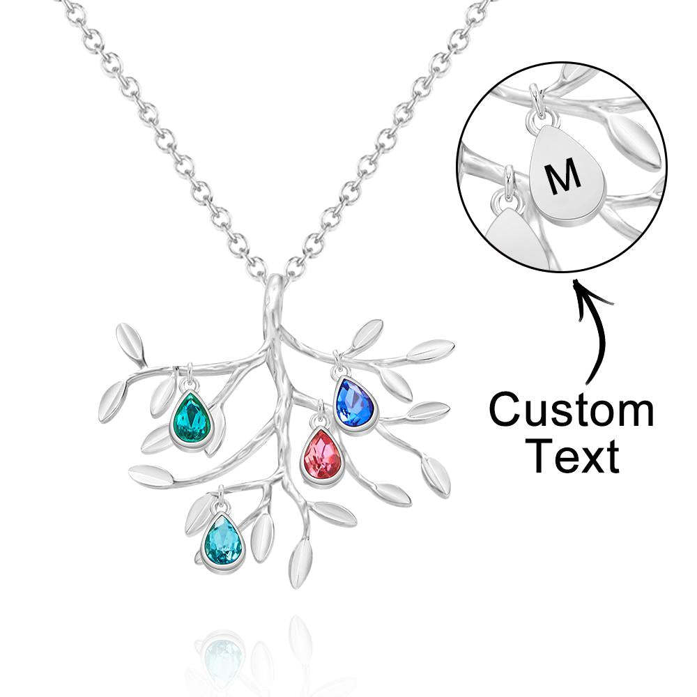 Collier Gravé Pierre De Naissance Personnalisée Collier Arbre Généalogique Cadeau Pour Elle - soufeelfr