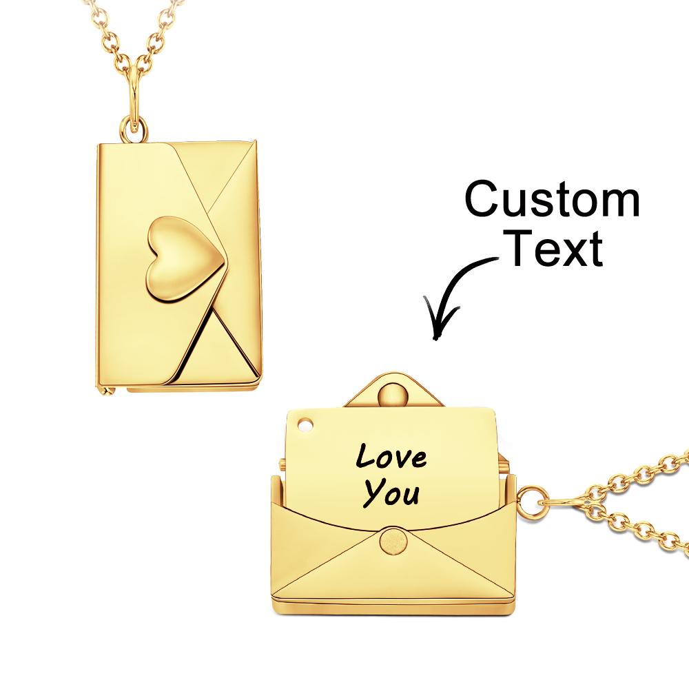 Enveloppe Gravée Coeur Lettre Collier Clavicule Collier Nom Pendentif - soufeelfr