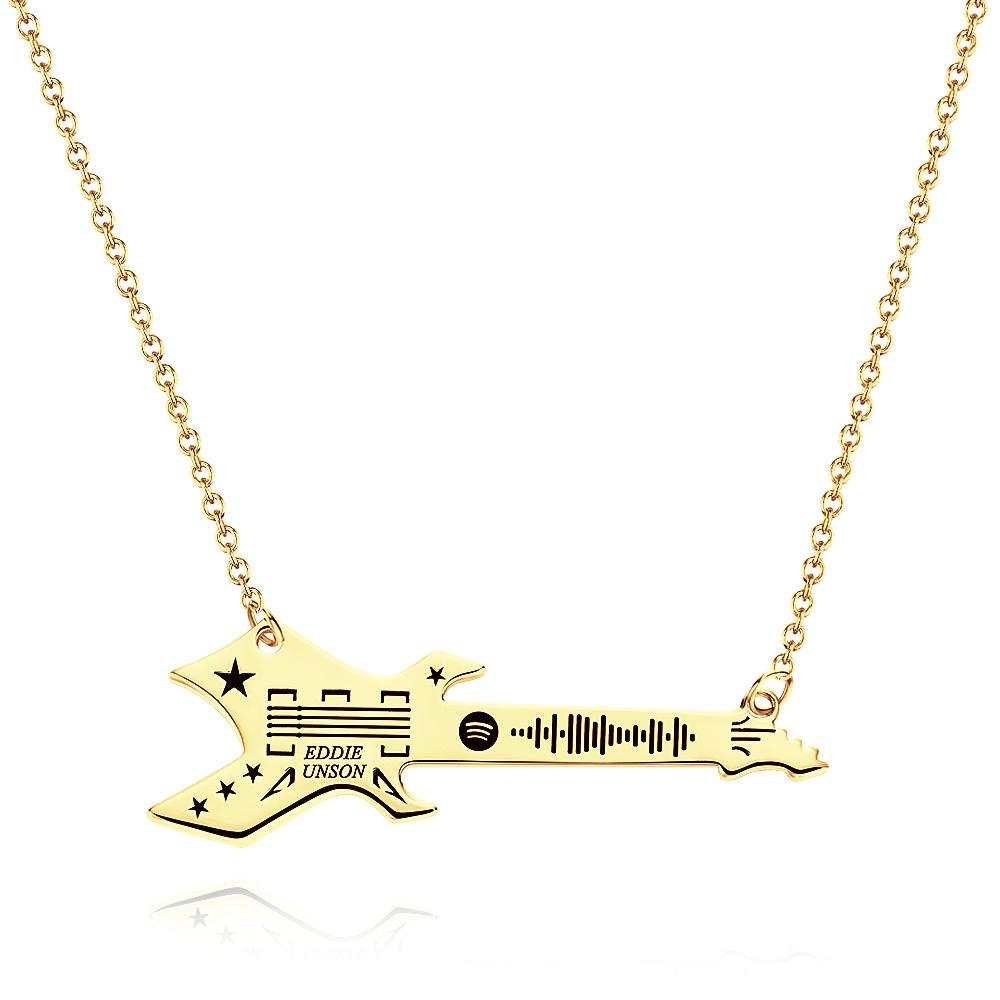 Code Spotify Scannable Collier En Forme De Guitare Gravé Personnalisé Musique Chanson Porte-clés Mémoire Cadeaux - soufeelfr
