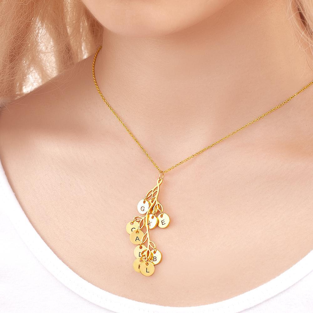 Collier De Lettres Gravées Personnalisées Collier D'arbre Généalogique Cadeau Pour Les Femmes