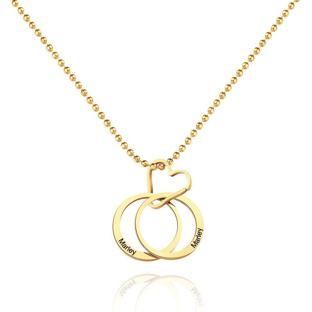 Collier En Forme De Coeur Gravé Personnalisé À Deux Cercles Pour Le Meilleur Cadeau Pour Les Couples