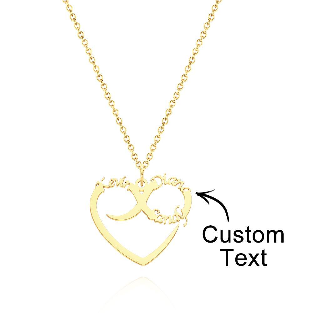 Collier Gravé Personnalisé En Forme De Coeur Swash Lettrage Cadeaux Romantiques