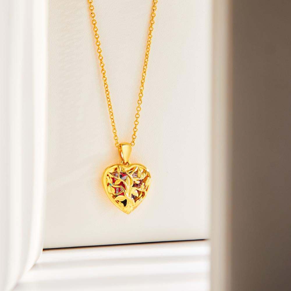 Collier Photo Personnalisé Gravé Tronc D'arbre En Forme De Coeur Évidé Couple Cadeaux - Soufeelfr