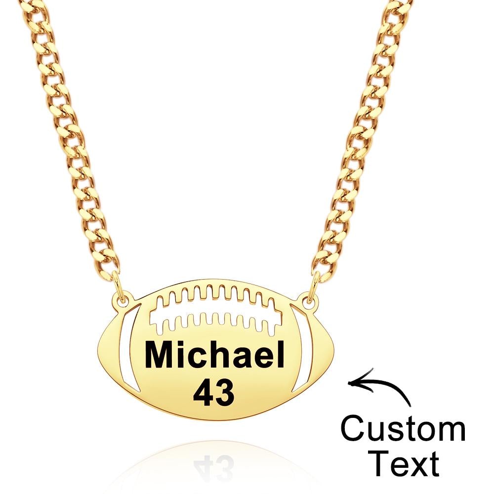 Collier Prenom Collier De Nom De Football Gravé Personnalisé, Offrez-lui Un Cadeau De Bijoux