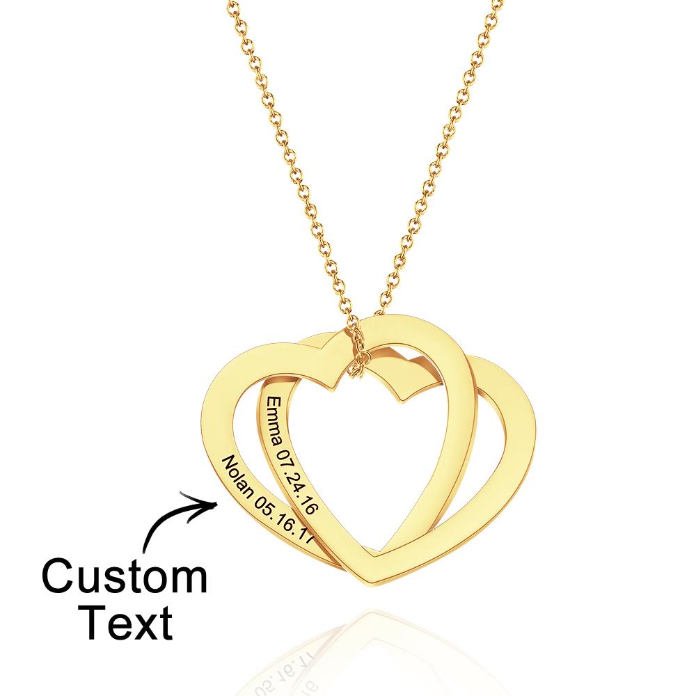 Collier Gravé Personnalisé Collier Deux Coeurs Cadeau Pour Elle - soufeelfr