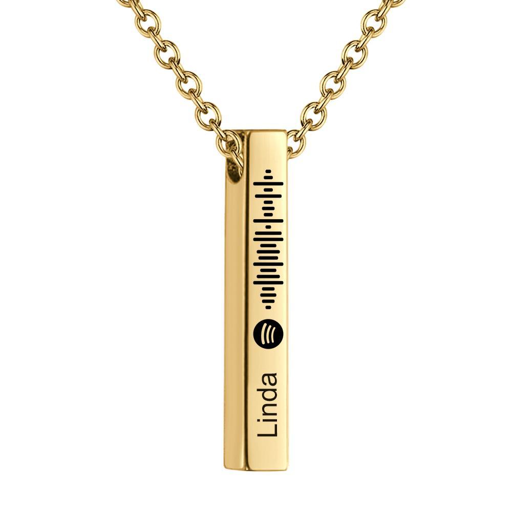 Personnalisé Personnalisé Musique Scan Chanson Spotify Code Collier Flexible Carré En Forme De Barre Collier Gravé Nom Pendentif Bijoux Cadeau - soufeelfr