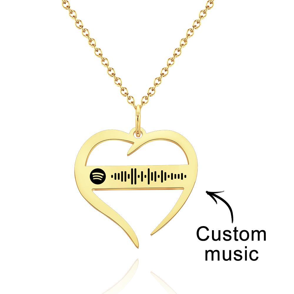 Scannable Spotify Code Collier Creux En Forme De Coeur Collier Cadeaux Pour Petite Amie - soufeelfr