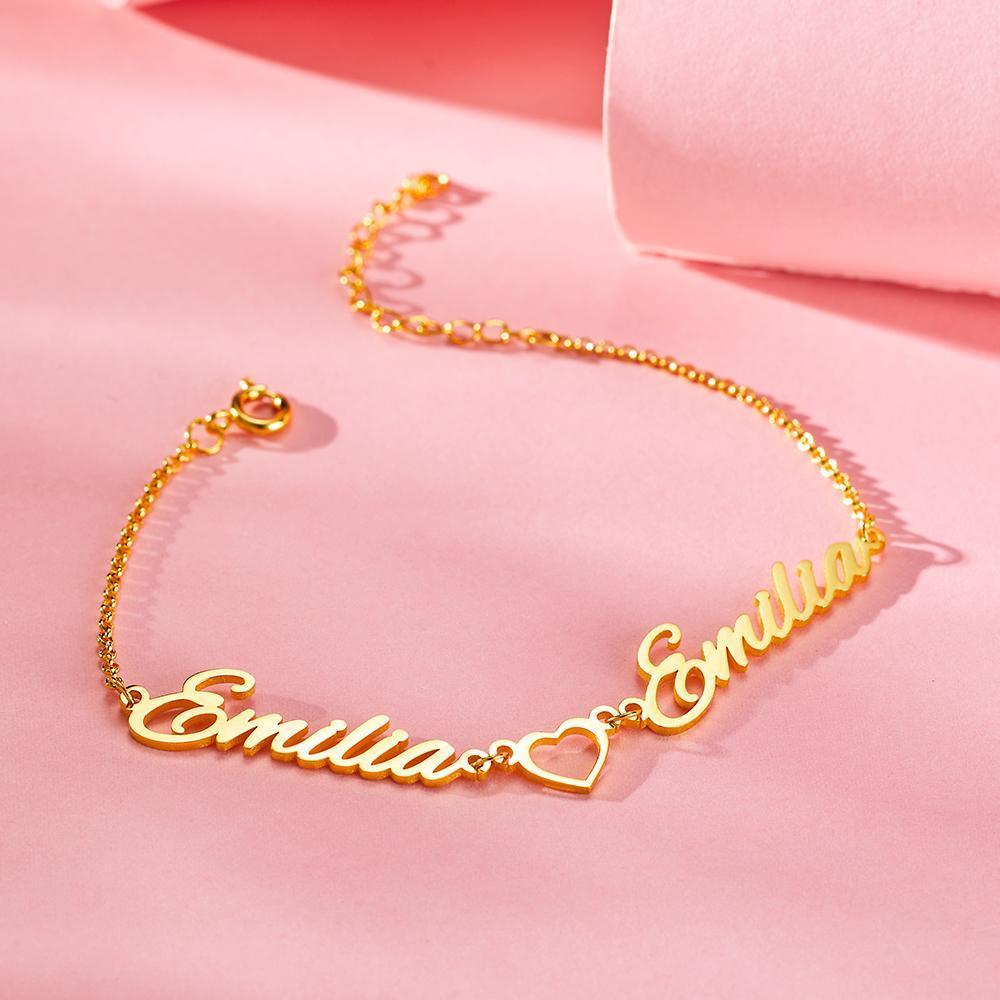 Bracelet Personnalisé Bracelet Grav茅 Personnalis茅 Bracelet Deux Noms Cadeau Saint Valentin Pour Elle