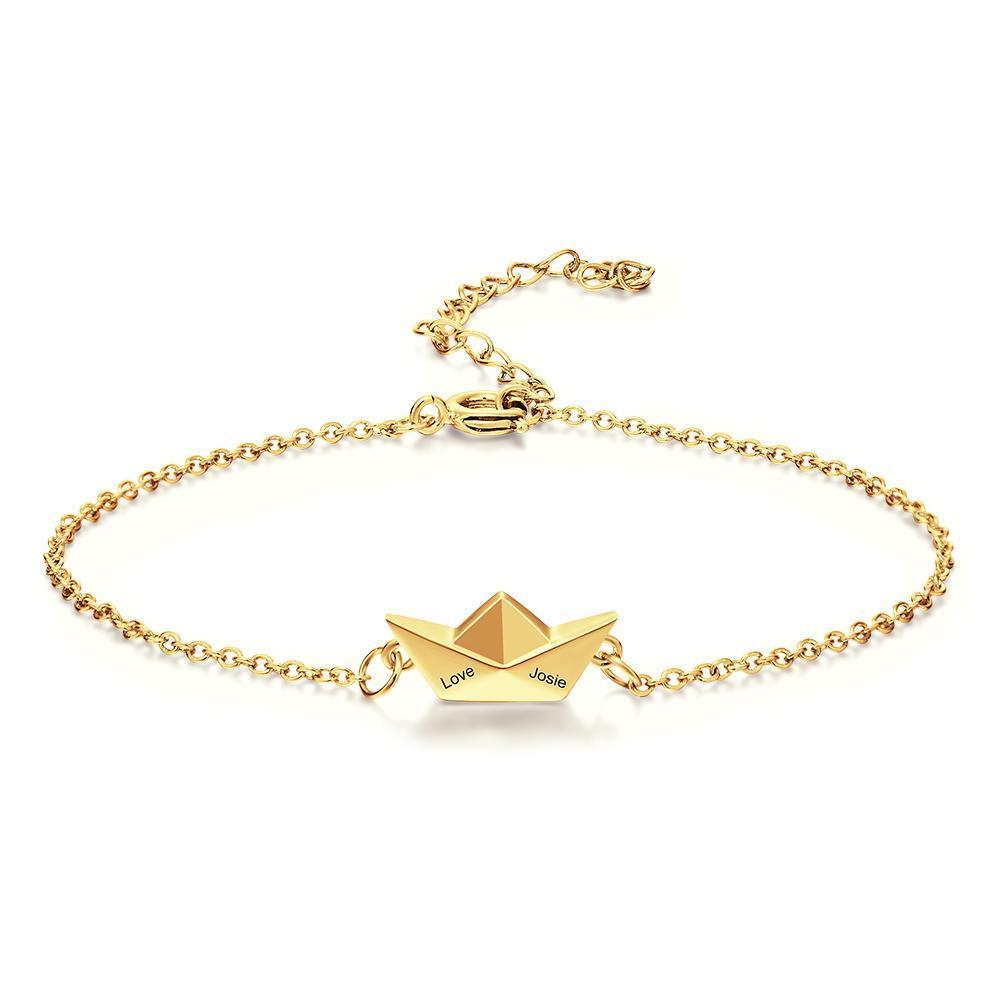 Bracelet Personnalisé Bracelet Gravé Personnalisé Bracelet Bateau En Origami Exquis Pour Votre Petite Amie Cadeau De Noël