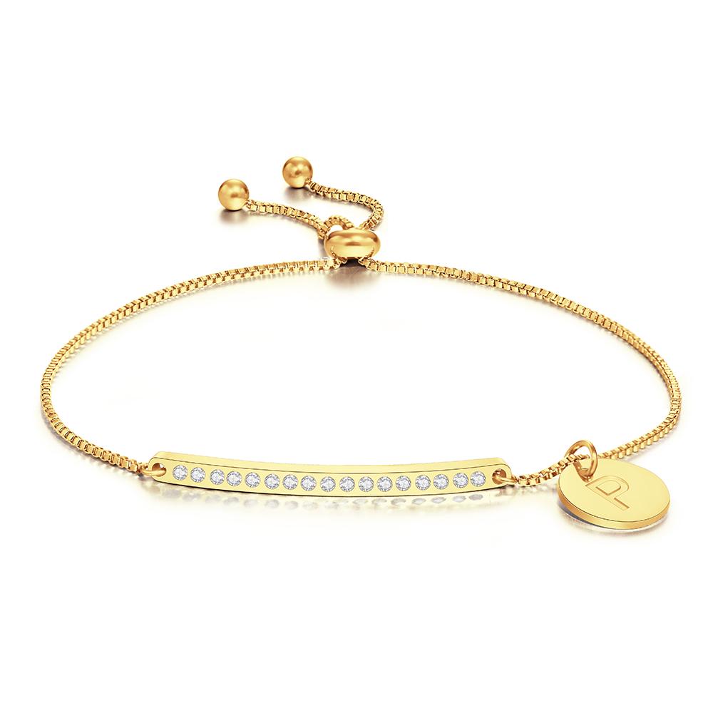Bracelet De Bracelet De Barre De Strass Gravé Personnalisé Avec Cadeau De Lettre Pour Fille - soufeelfr