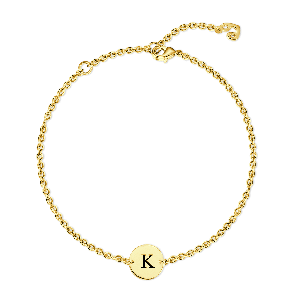 Bracelet Personnalisé Initiaux Bracelet Gravé 14k Or Plaqué