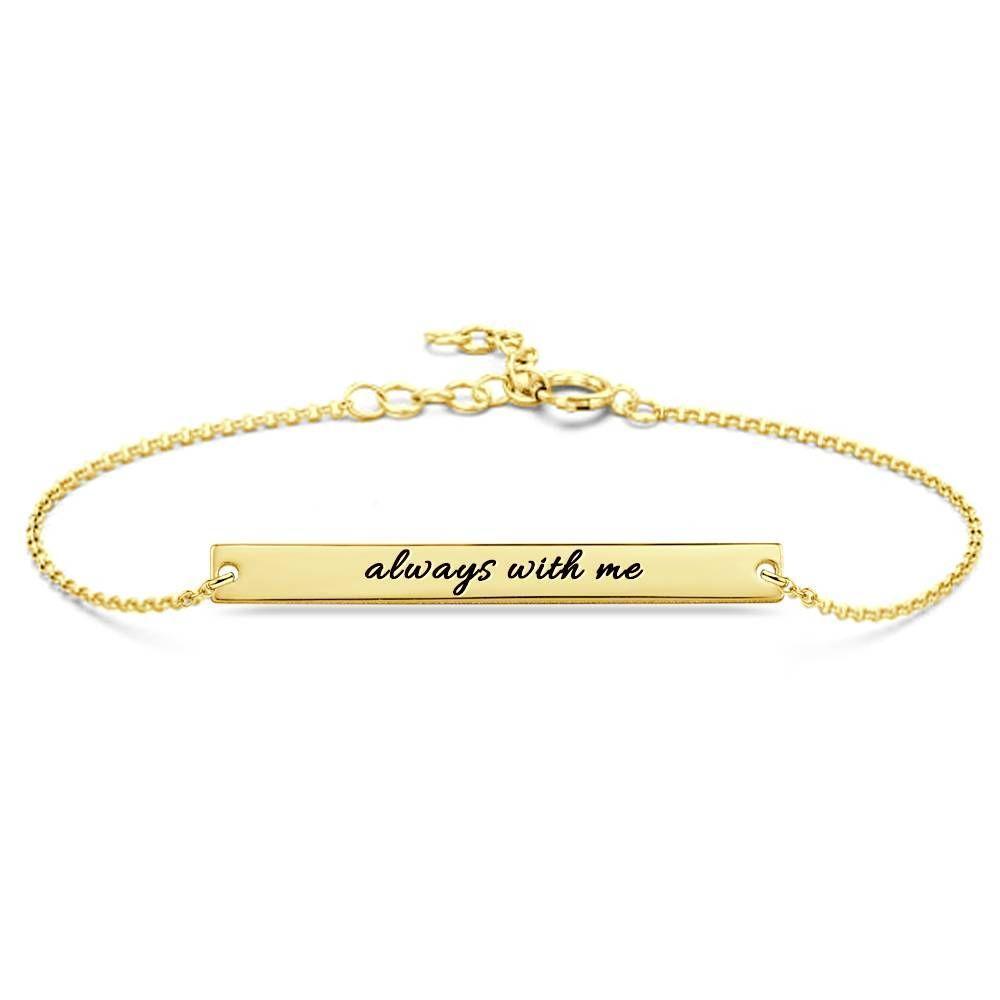 Bracelet Personnalisé Bracelet Gravé Personnalisé, Cadeau De Demoiselle D'honneur Plaqué En Or 14k - Doré