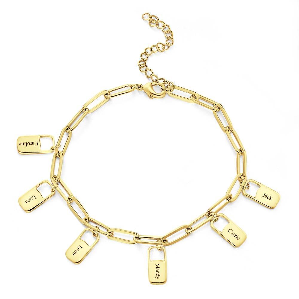 Bracelet À Maillons De Chaîne Rory Avec 1 À 6 Breloques Bracelet De Noms De Famille Personnalisés - soufeelfr
