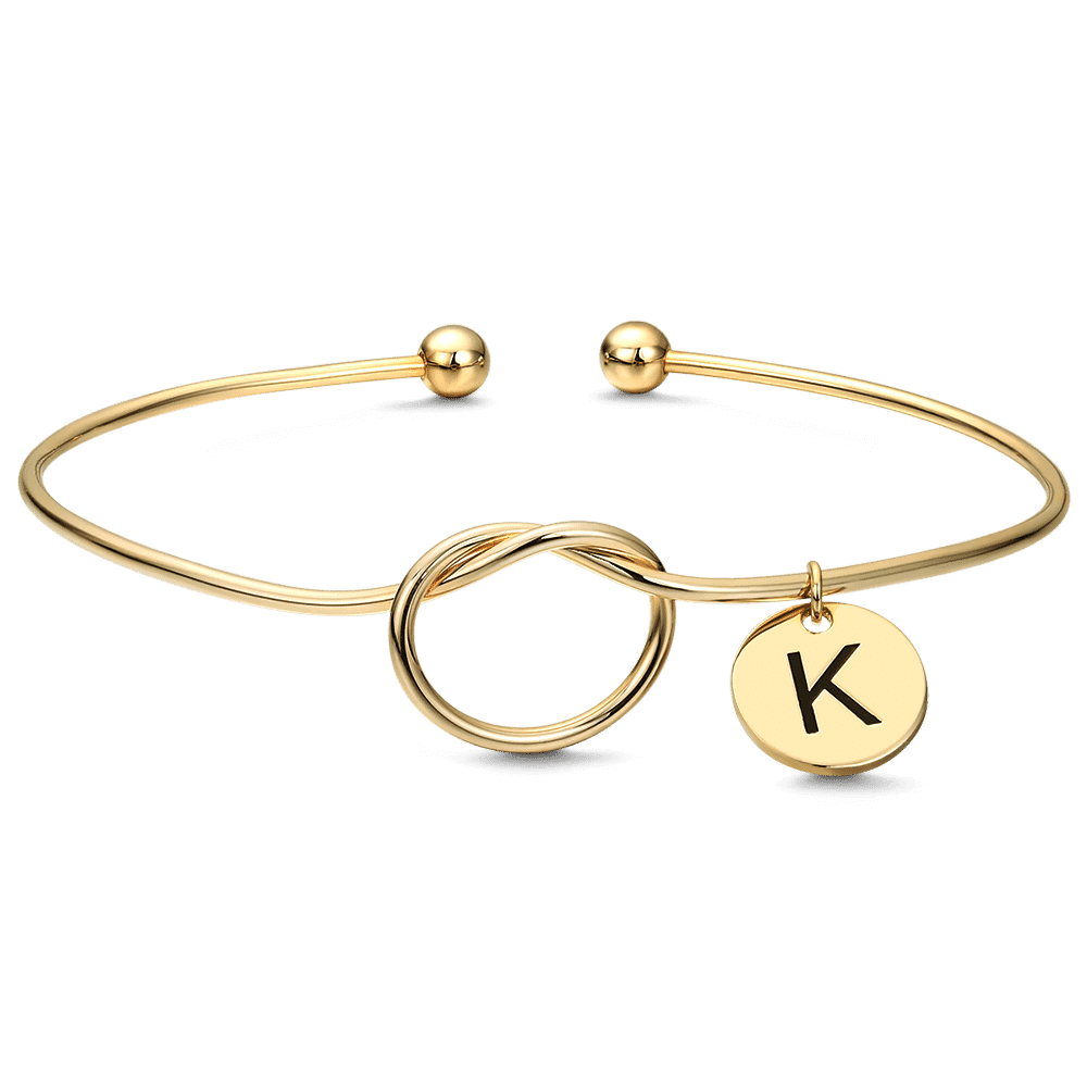 Bracelet Personnalisé Bracelet Jonc Prénom Initial Gravé Plaqué Or 14k