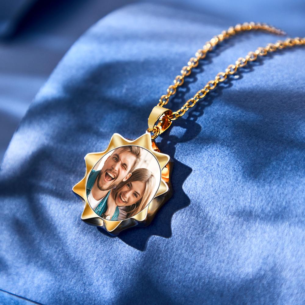 Collier Photo Personnalisé Fleur De Soleil Cadeaux Créatifs Simples - soufeelfr