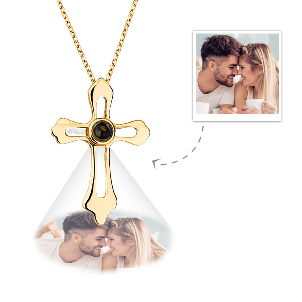 Collier De Projection Personnalisé Collier Photo Motif Croix Cadeau Pour Elle - soufeelfr