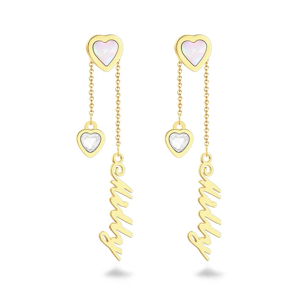 Boucles D'oreilles Gravées Personnalisées Boucles D'oreilles Prénom En Forme De Coeur Cadeau Unique - soufeelfr