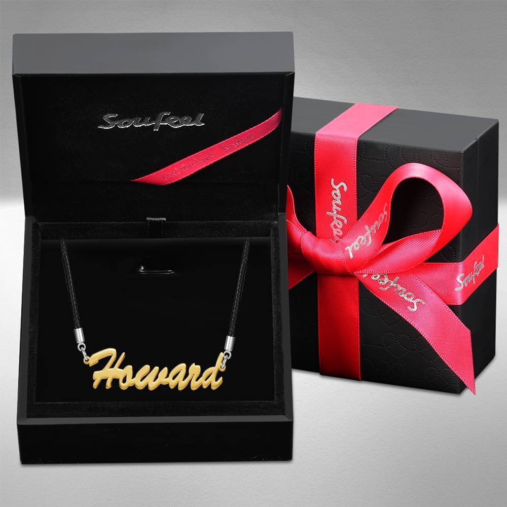 Collier Prenom Collier Prénom Personnalisé Pour Homme, Cadeau Pour Petit Ami Rose Plaqué Or - Doré