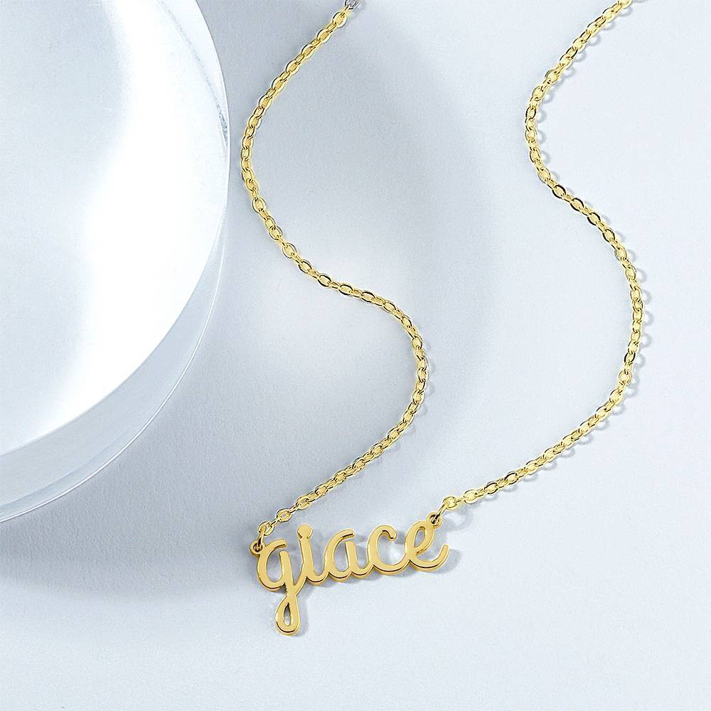 Collier Prenom Collier Prénom Personnalisé, Collier Avec Lettre Minuscule Plaqué Or 14k - Doré