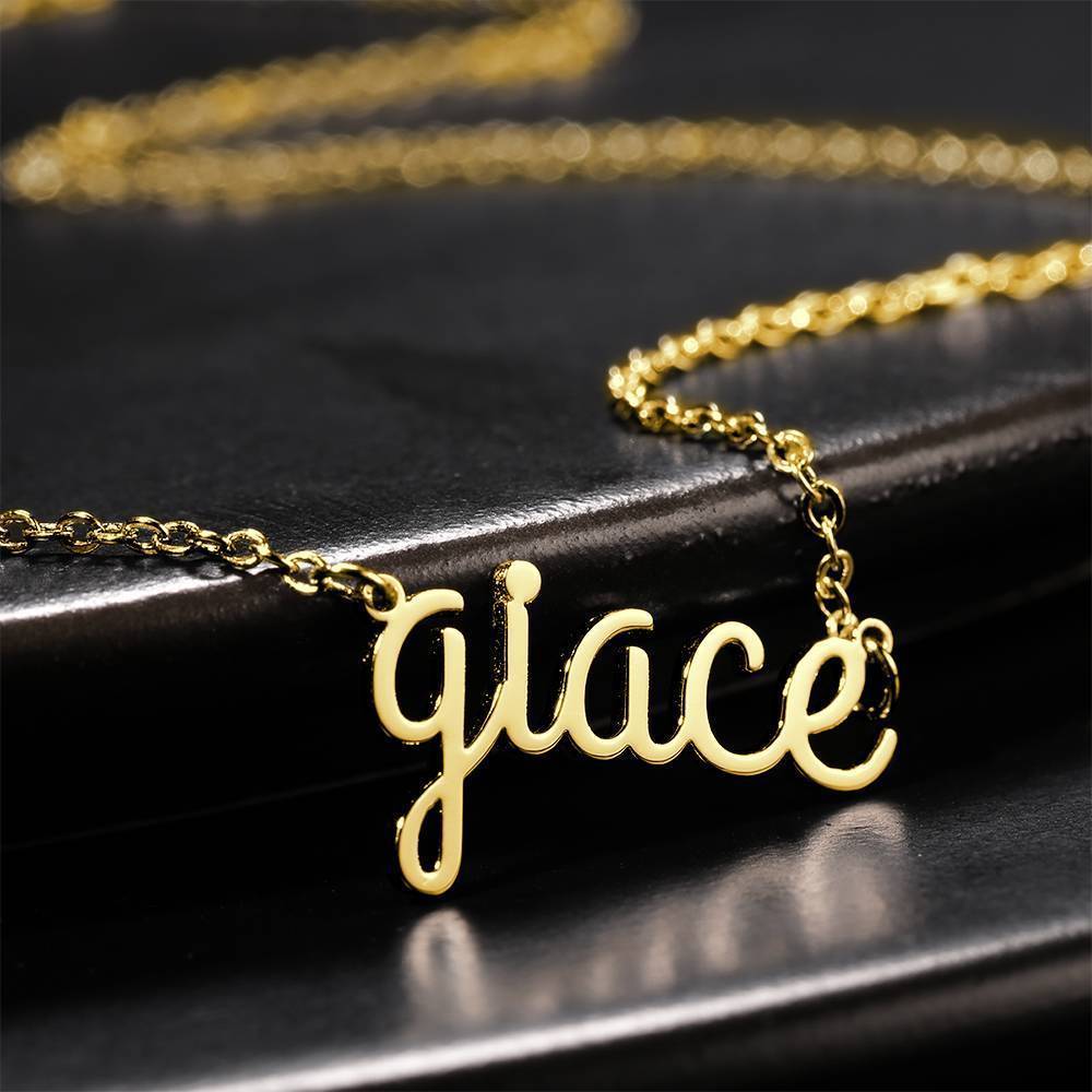 Collier Prenom Collier Prénom Personnalisé, Collier Avec Lettre Minuscule Plaqué Or 14k - Doré