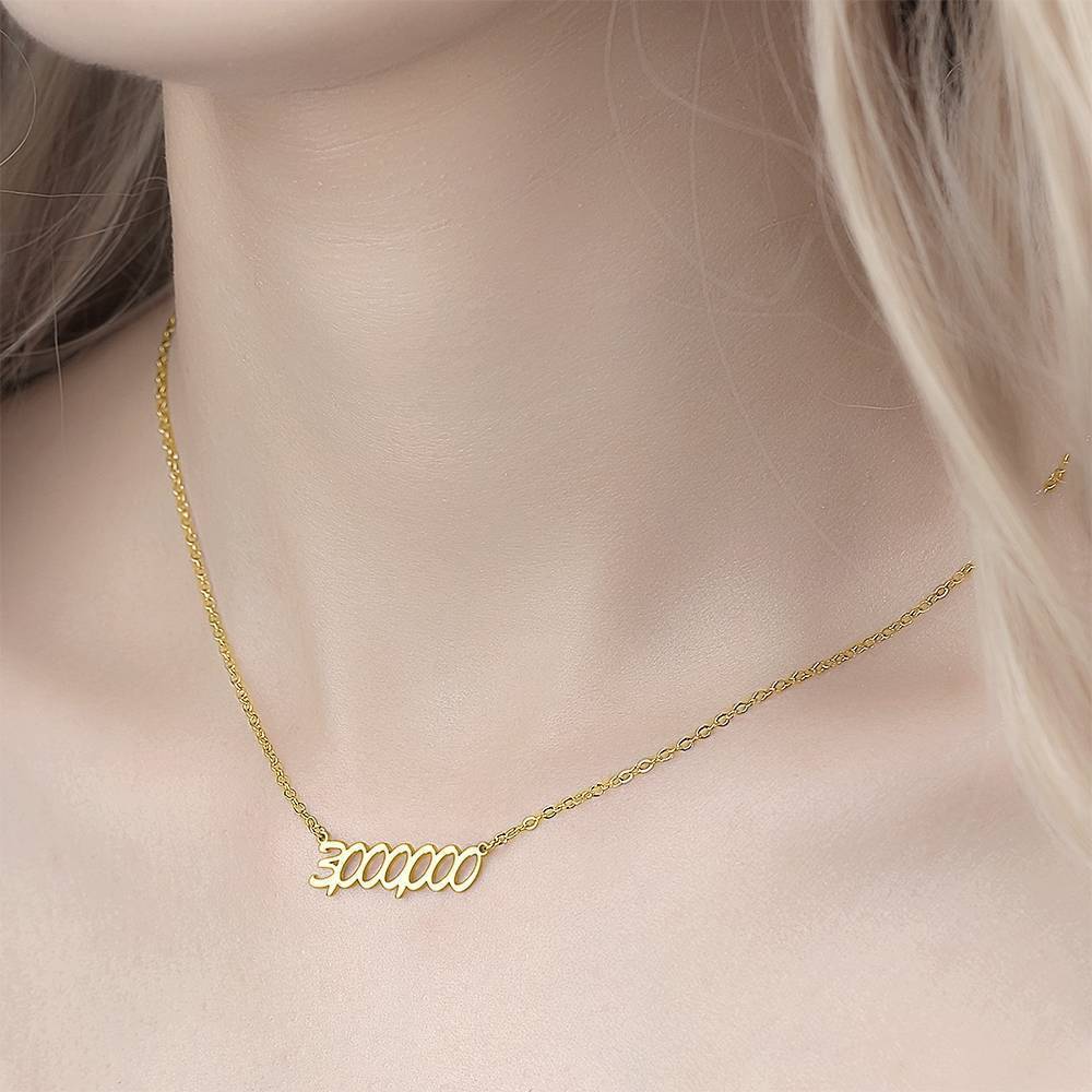 Collier Prenom Collier Avec Numéro Personnalisé, Collier D'anniversaire Plaqué Or 14k - Doré