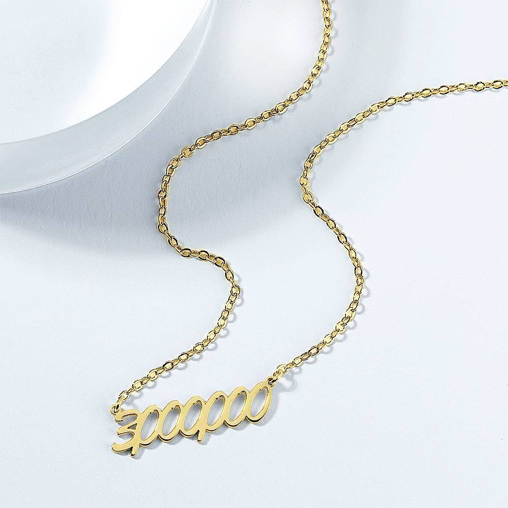 Collier Prenom Collier Avec Numéro Personnalisé, Collier D'anniversaire Plaqué Or 14k - Doré