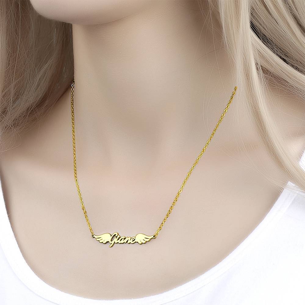 Collier Prenom Collier Prénom Infini Gravé , Collier Prénom Infini Gravé Deux Noms Plaqué Or 14k - Doré