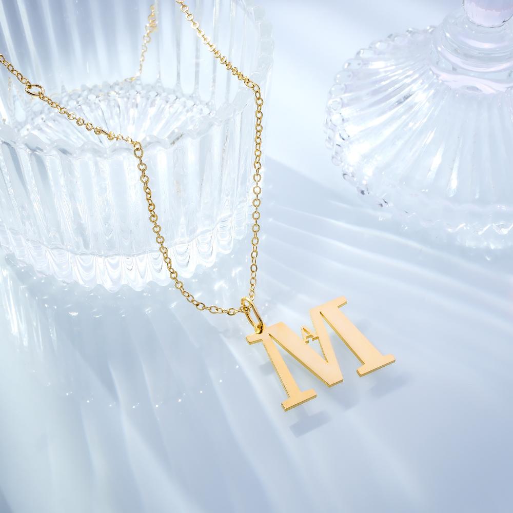 Collier Gravé Personnalisé Lettre Simple Cadeaux Uniques - soufeelfr
