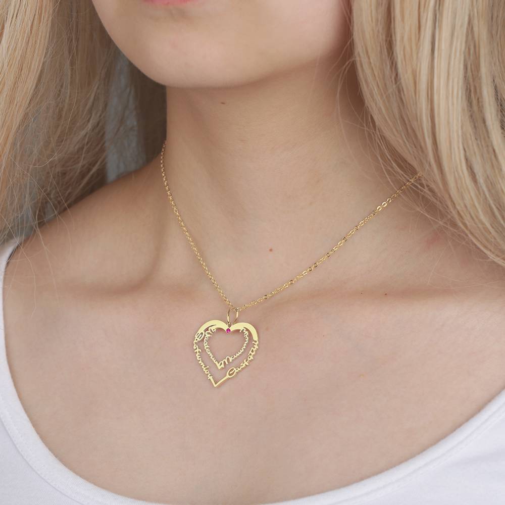 Collier Prenom Collier Prénom Personnalisé Pierre De Naissance , Cadeau Unique Plaqué Or 14k - Doré