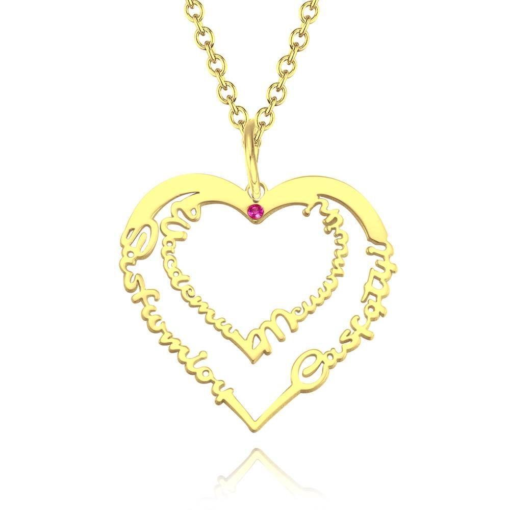 Collier Prenom Collier Prénom Personnalisé Pierre De Naissance , Cadeau Unique Plaqué Or 14k - Doré