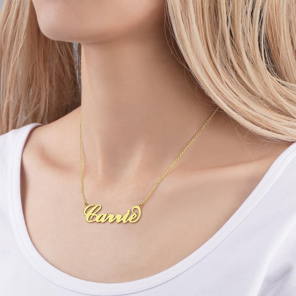 Collier Prenom Collier Personnalisé  Prénom Grand , Grand Collier Personnalisé Plaqué Or 14k - Doré