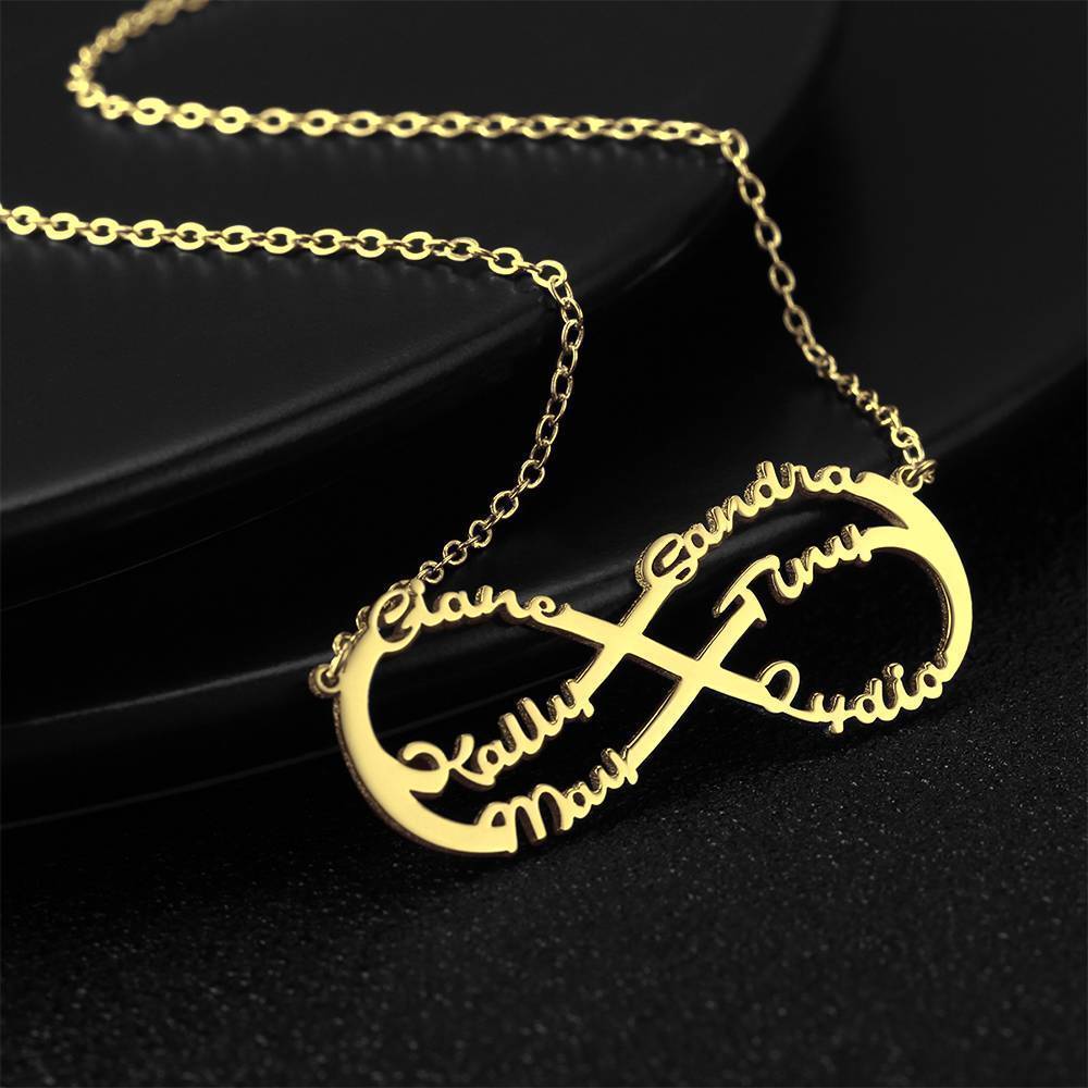 Collier Prenom Collier Initial Six Noms, Collier Prénom Plaqué En Or 14k - Doré