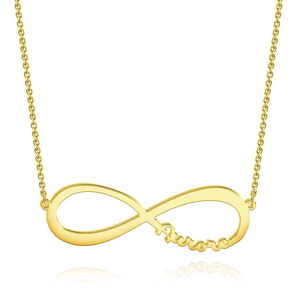 Collier Prenom Collier Prénom  Coeur Infini Trois Noms , Cadeau Pour Ami Plaqué En Or 14k - Doré