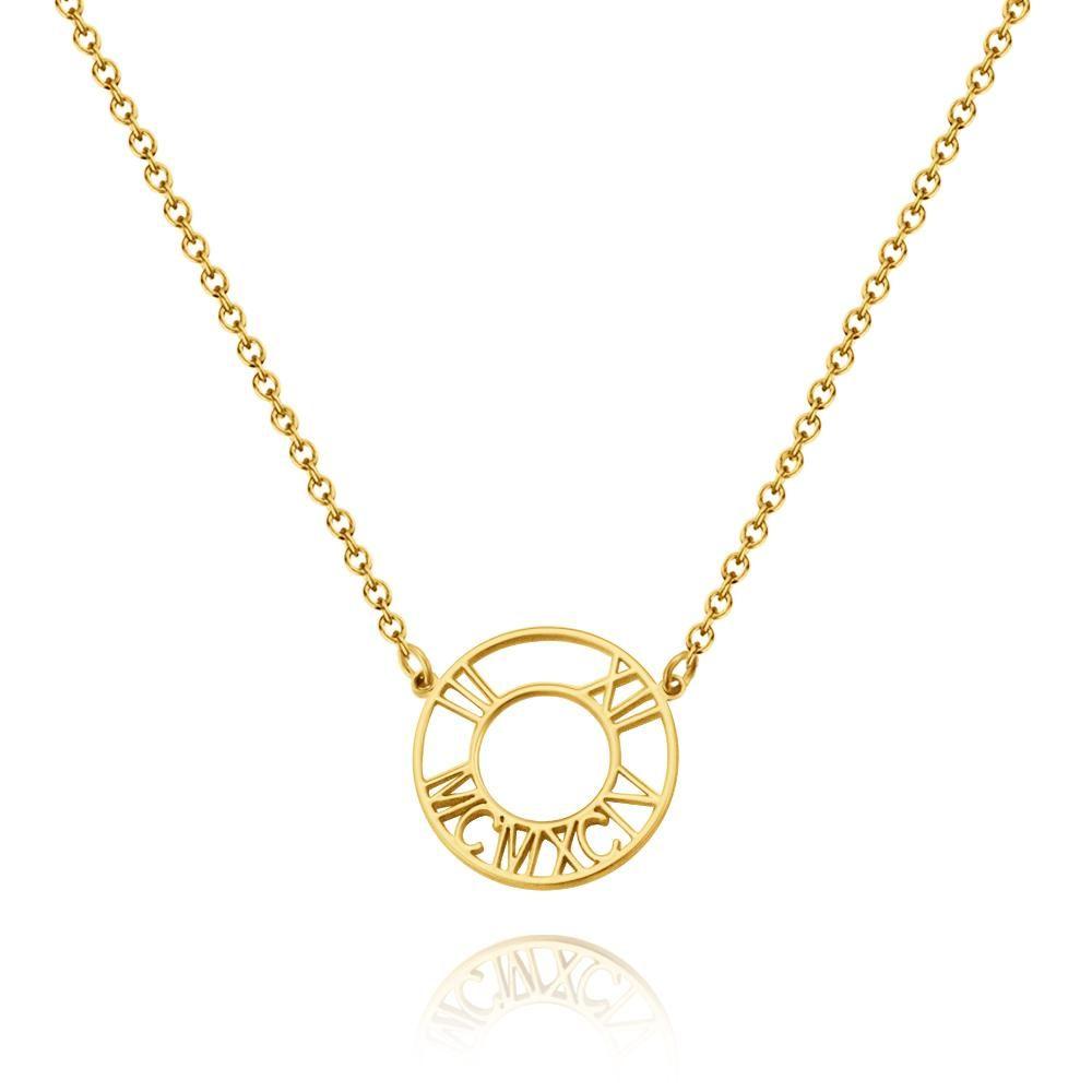 Collier Prenom Collier De Chiffres Romains Collier De Date Personnalisé Cadeaux Commémoratifs Plaqué Or 14 Carats