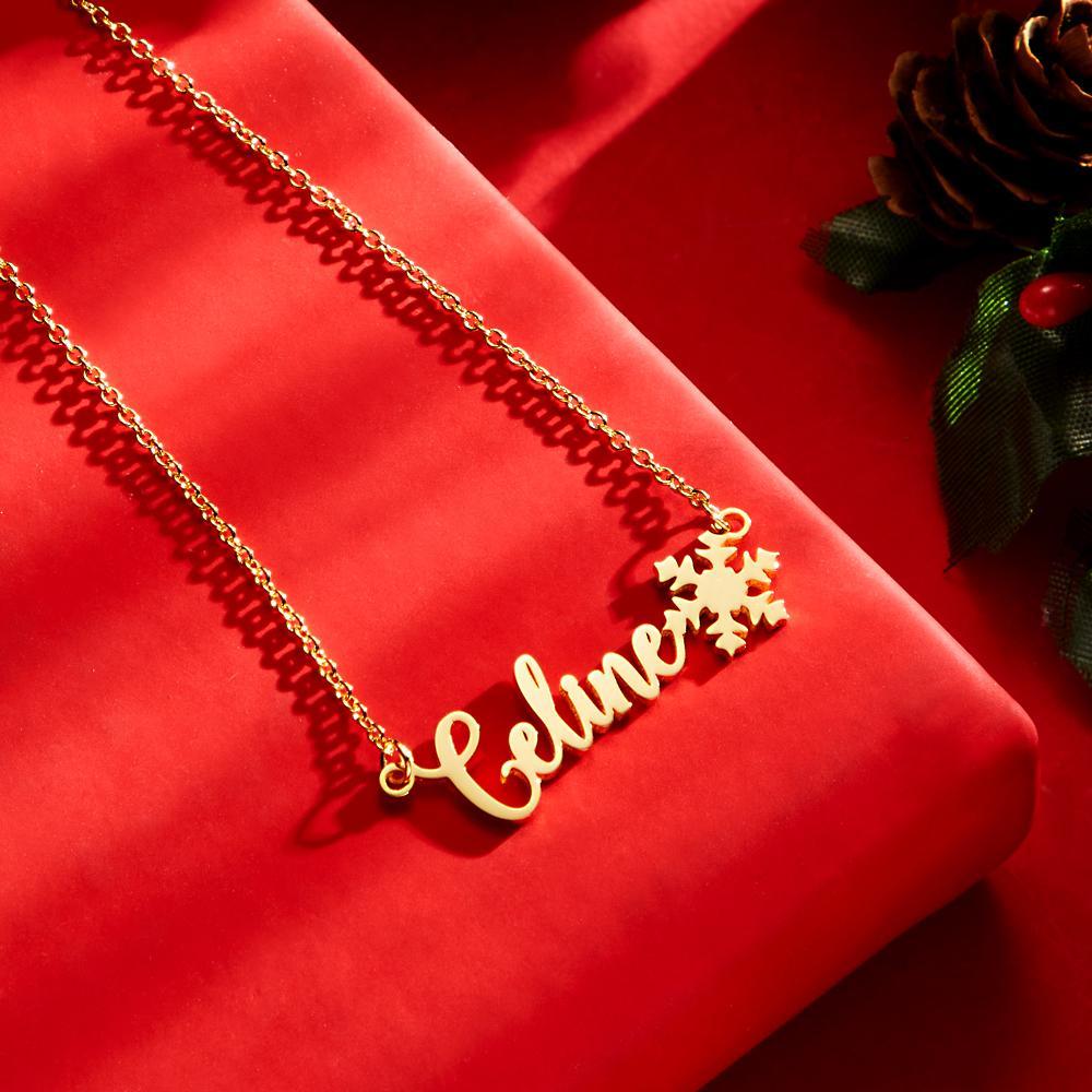 Collier Prenom Collier Gravé Personnalisé Flocon De Neige Cadeaux Exquis Créatifs